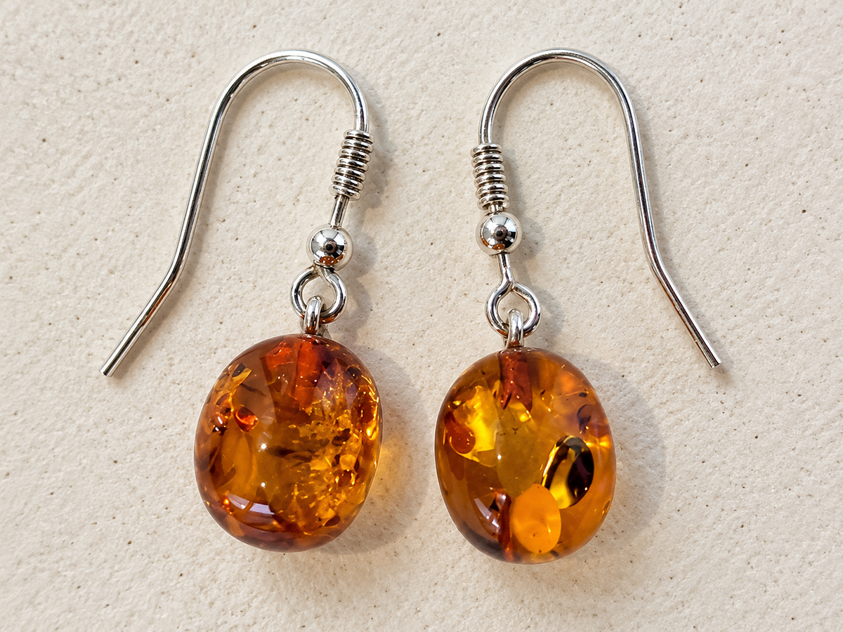 Baltic Amber Earrings with Silver Hooks