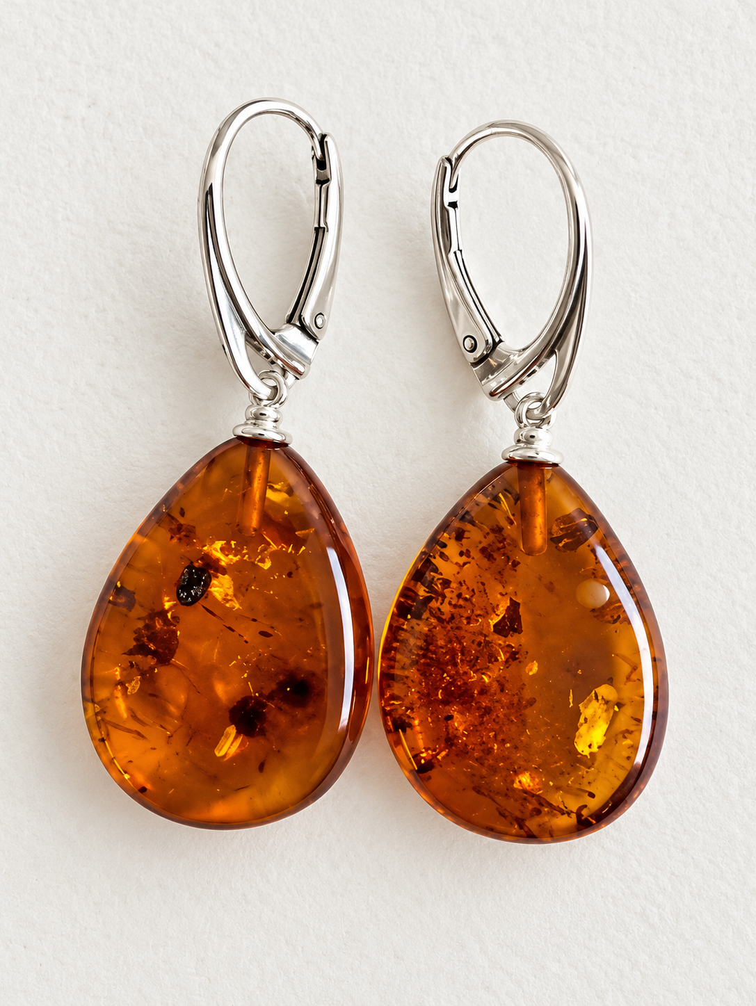 Elegant Teardrop Baltic Amber Earrings