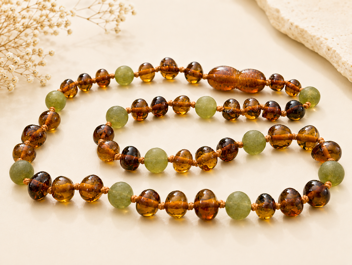 August Birthstone Baby Amber Necklace