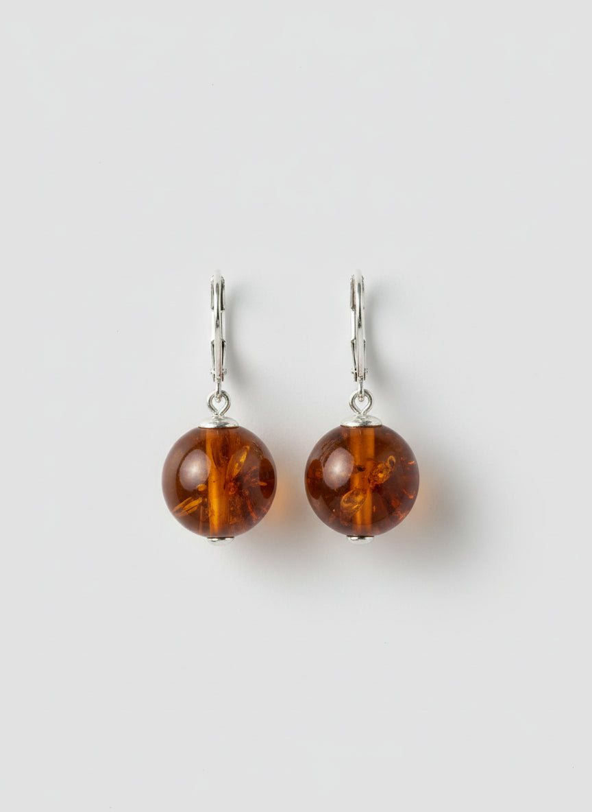 Small Silver Amber earrings
