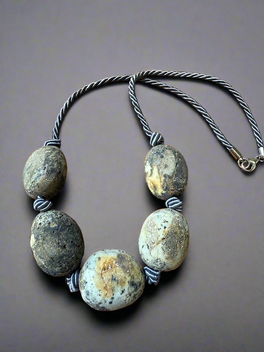 Rustic Charm: 4-Stone Amber Necklace