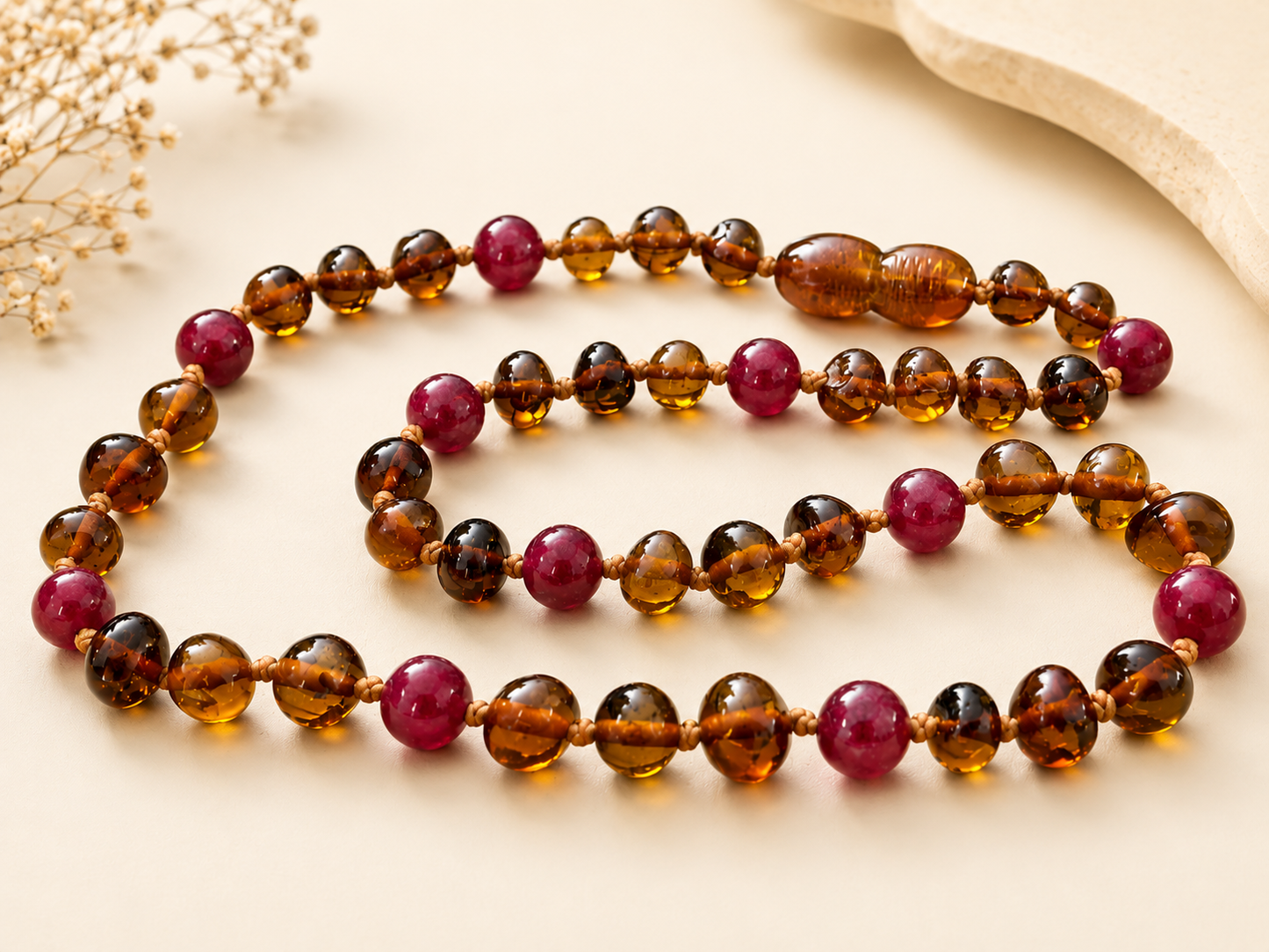 July Birthstone Baby Amber Necklace