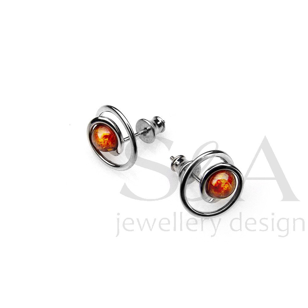 Round Amber Earrings