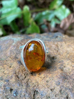 Load image into Gallery viewer, Honey Silver Amber Ring
