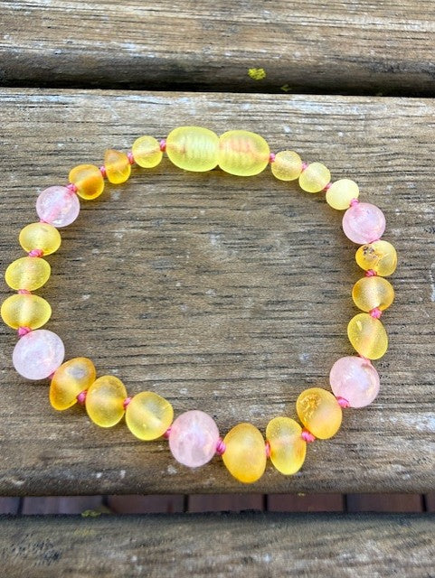 Rose Quartz and Raw Amber Bracelet