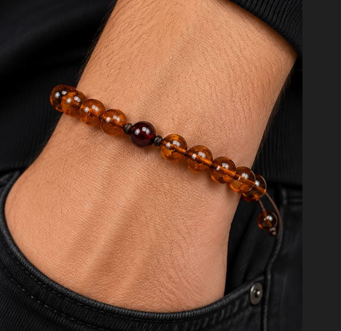 January Birthstone Amber Garnet Bracelet