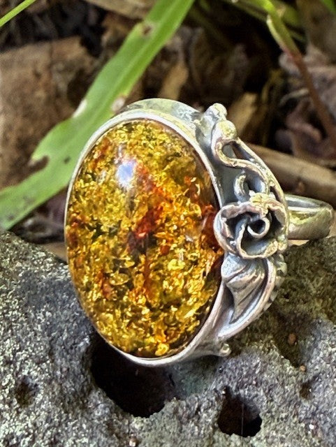 Green Amber ring