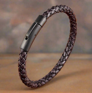 Men's leather bracelet black