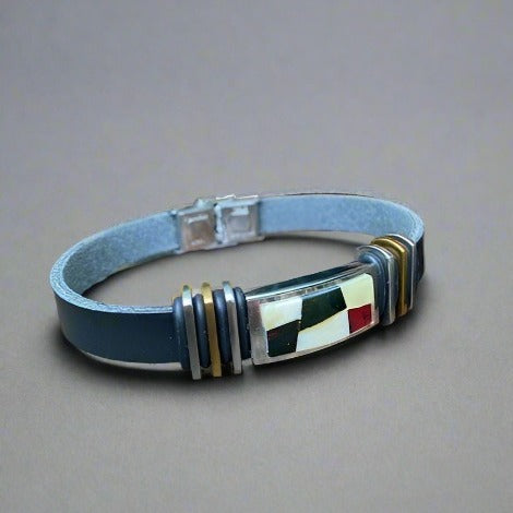 Leather Amber Men's Bracelet, Jan