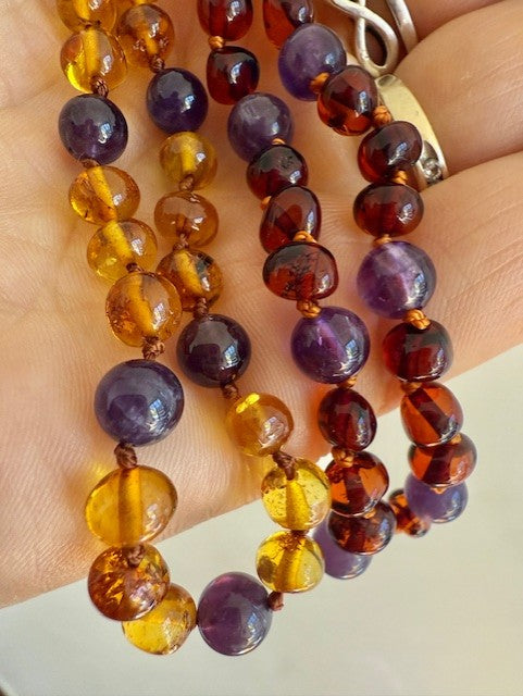 AMETHYST AND AMBER Teething Necklace