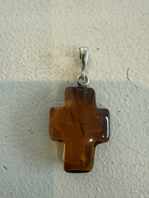Amber Cross Pendant