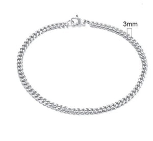 Men's silver chain bracelet - 3 mm