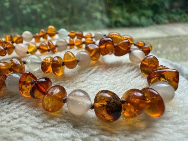 Amber and Moonstone Kids Necklace