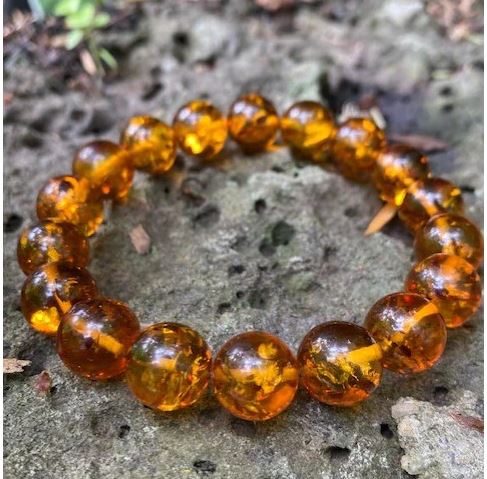 Honey Amber Men's Beaded Bracelet