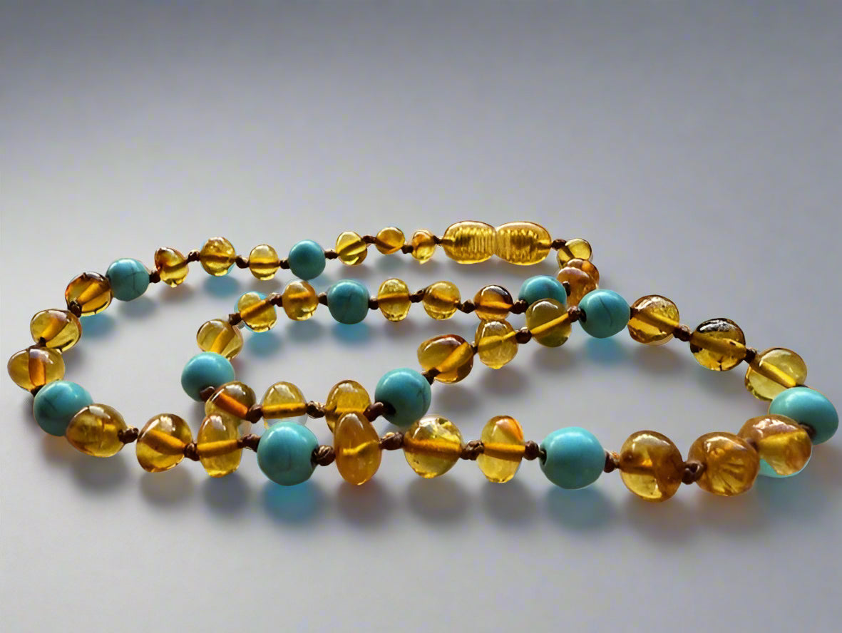 Amber and Turquoise Baby Necklace