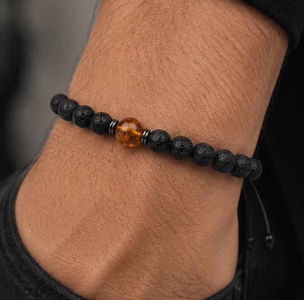 Lava and Amber Men's Bracelet