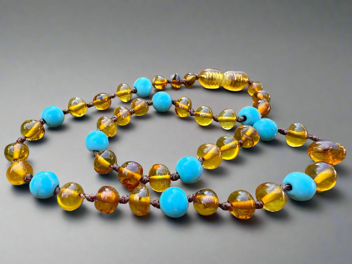 Amber and Turquoise Baby Necklace