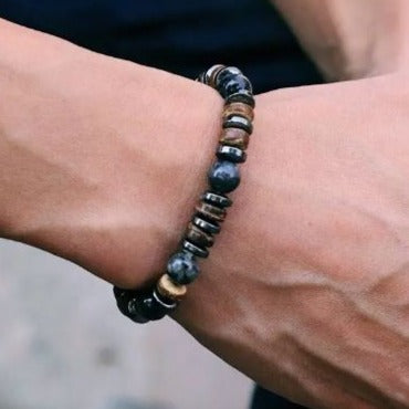Hematite Men's Beaded Bracelet