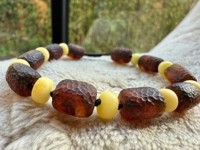 Textured Contrast Bead Men's Bracelet