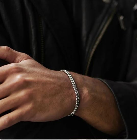 Men's silver chain bracelet - 3 mm