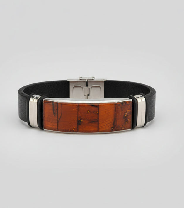 Amber Men's leather Bracelet, Gerald