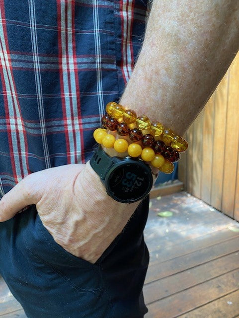 Milky Amber Men's Bracelet 12 mm