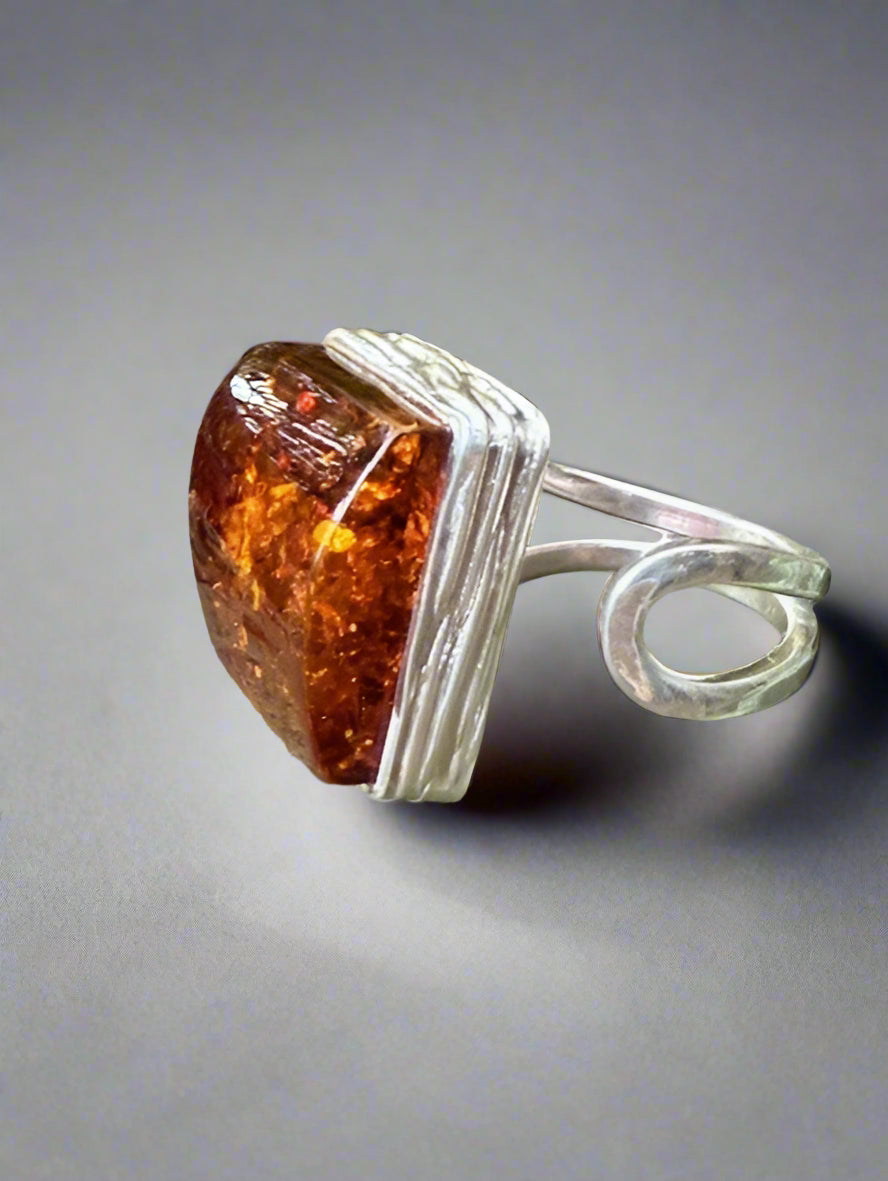 Natural Cognac Baltic Amber Ring