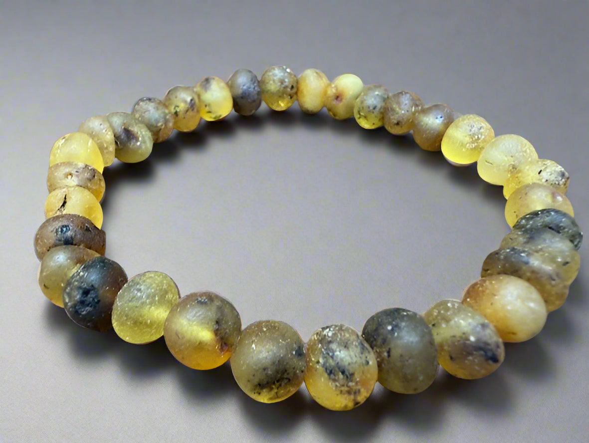 Men's Raw Green Amber Bracelet