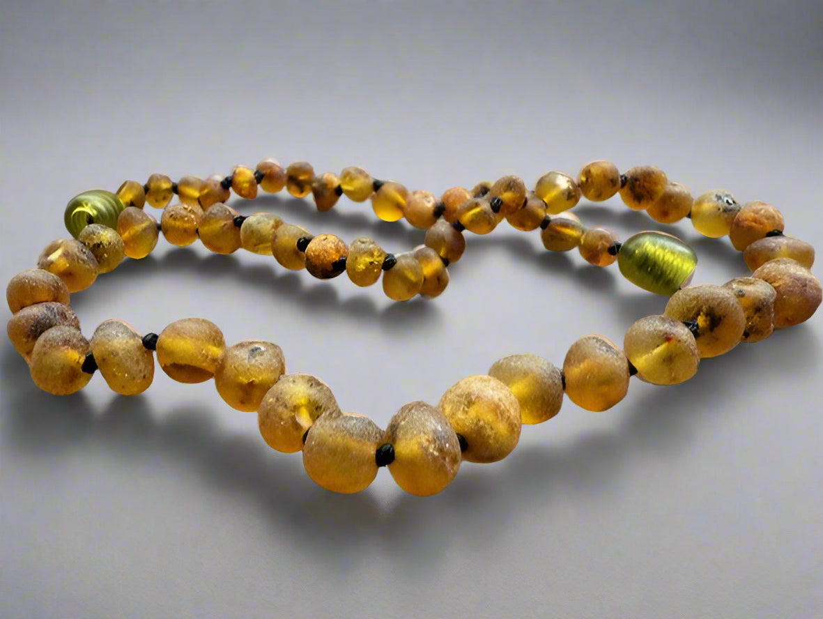 Green Raw Baltic Amber Necklace