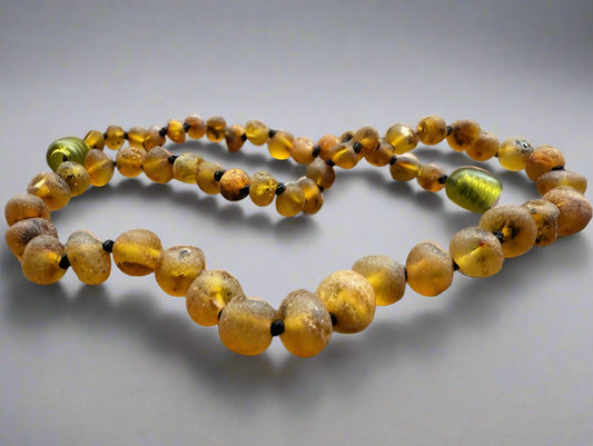 Green Raw Baltic Amber Necklace