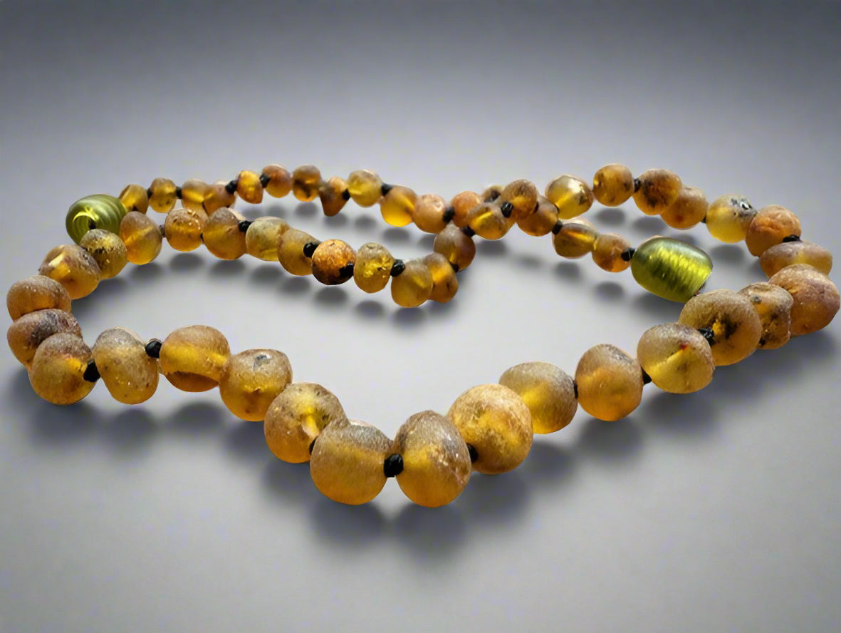 Green Raw Baltic Amber Necklace