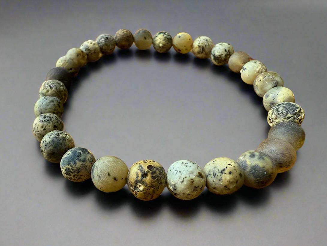 Earthy Essence: Green Amber Men's Bracelet