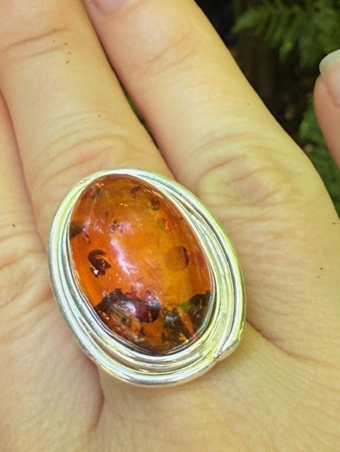 Bold Cognac Amber Ring