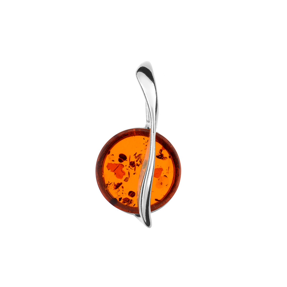 Round Silver Amber Earrings