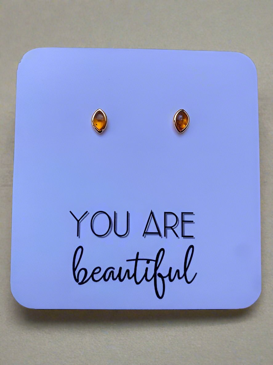 Amber Gold Dainty Earrings