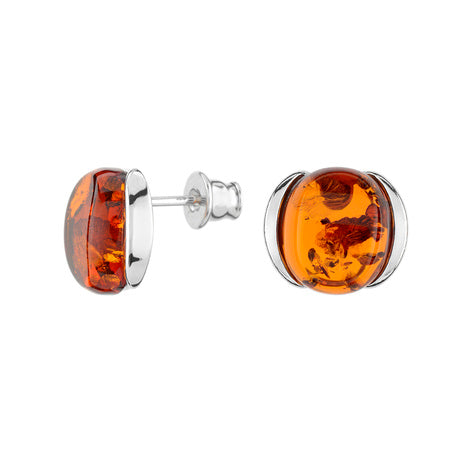 Cognac Stud Amber Earrings