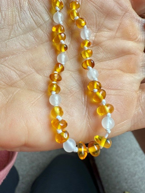 Amber and Quartz Toddler Necklace small size