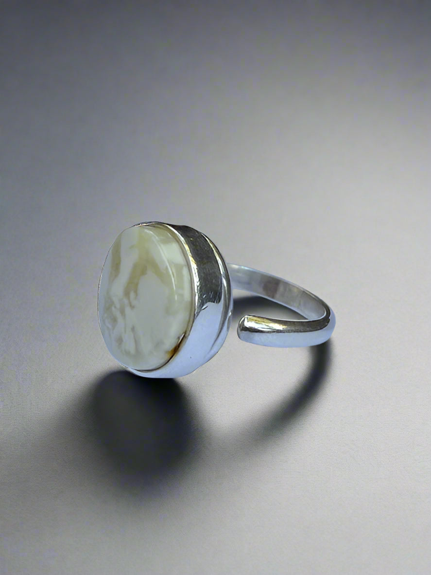 White Amber ring