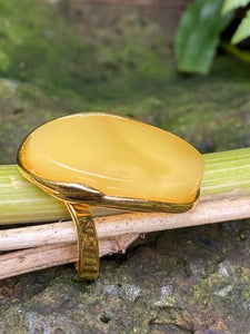 Gold Milky Amber Ring