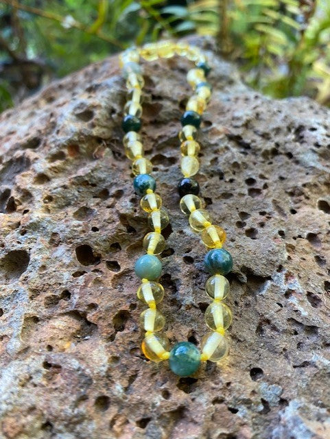 Amber and green Agate Baby Necklace - Amber House 