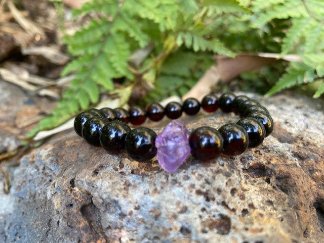 Amber and Amethyst Bracelet ( February Birthstone) - Amber House