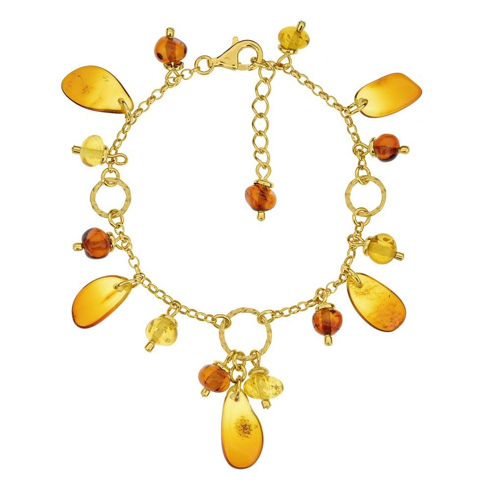 Gold Bracelet with amber charms - Amber House