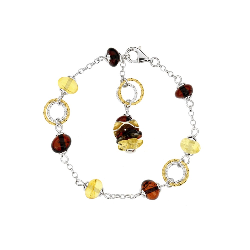 Silver Beaded Bracelet with Amber - Amber House
