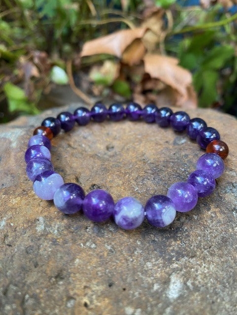 Chevron and Dark Amethyst Bracelet - Amber House