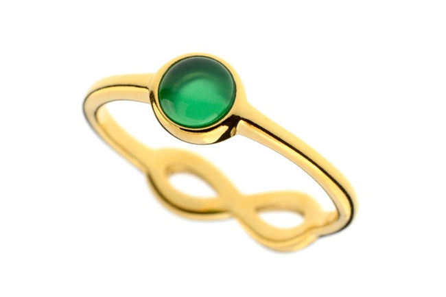 Green Agate Ring with Infinity detail at the back - Amber House