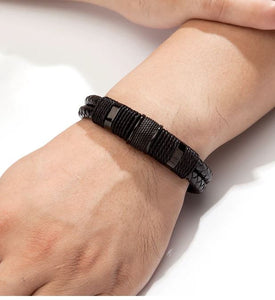 Black Leather Men's bracelet