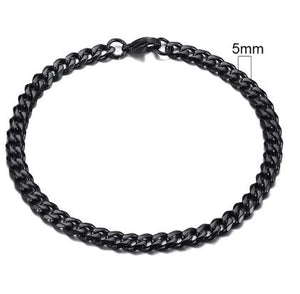 Men's Black Chain Bracelet- 5 mm