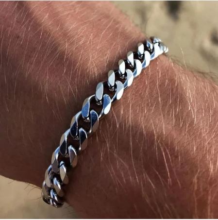 silver chain men's bracelet