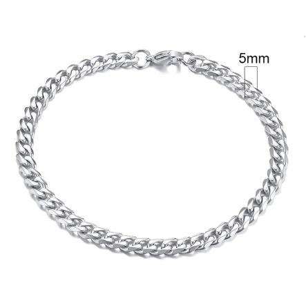 Men's silver chain bracelet - 5 mm