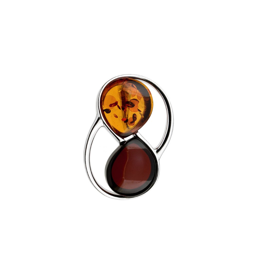 Mixed Silver Amber Pendant - Amber House 